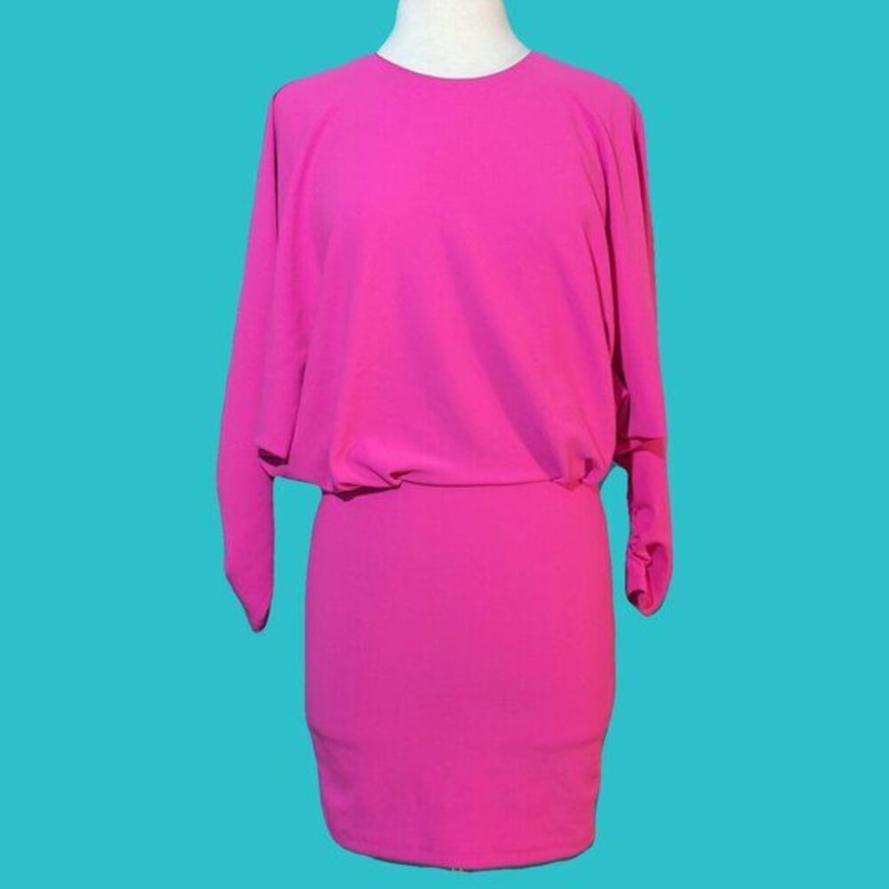 Zara Hot Pink Drape Back Mini Dress Size S NWT